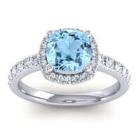 Cathedral Cushion Halo Zayya Ring, 7mm