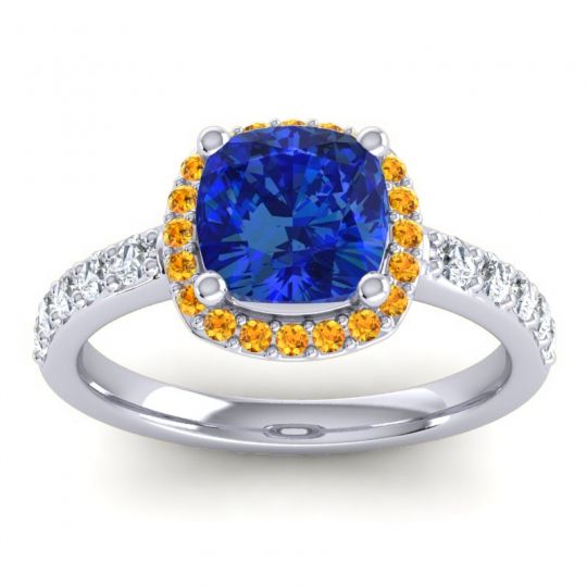 Cathedral Cushion Halo Zayya Ring, 7mm