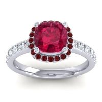 Cathedral Cushion Halo Zayya Ring, 7mm