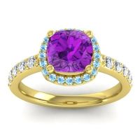 Cathedral Cushion Halo Zayya Ring, 7mm