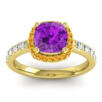 Cathedral Cushion Halo Zayya Ring, 7mm