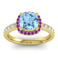 Cathedral Cushion Halo Zayya Ring, 7mm
