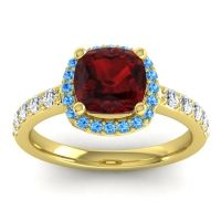 Cathedral Cushion Halo Zayya Ring, 7mm