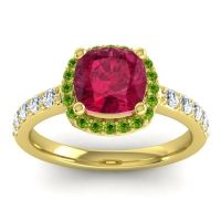 Cathedral Cushion Halo Zayya Ring, 7mm