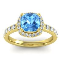 Cathedral Cushion Halo Zayya Ring, 7mm