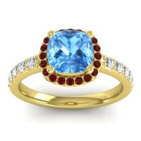 Cathedral Cushion Halo Zayya Ring, 7mm