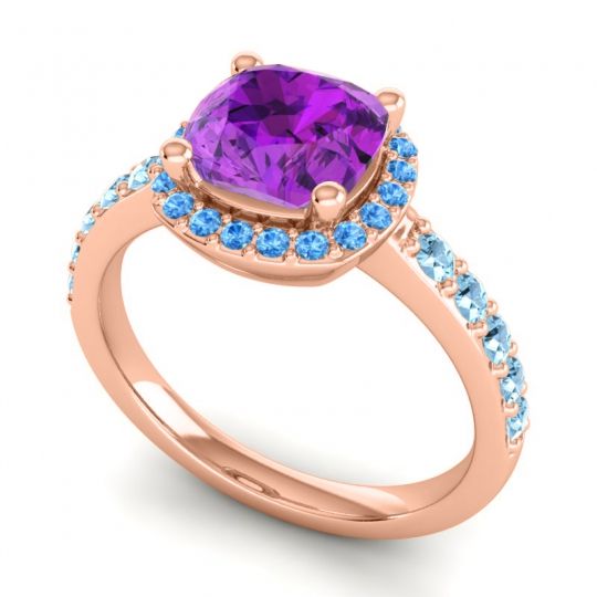 Cathedral Cushion Halo Zayya Ring, 7mm
