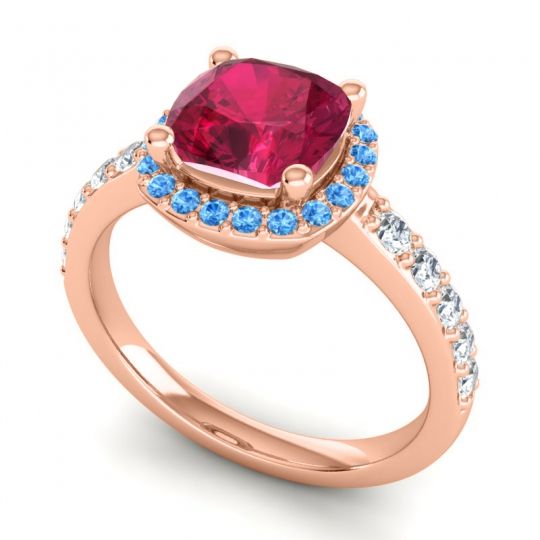 Cathedral Cushion Halo Zayya Ring, 7mm