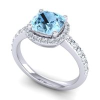 Cathedral Cushion Halo Zayya Ring, 7mm