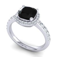 Cathedral Cushion Halo Zayya Ring, 7mm