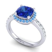 Cathedral Cushion Halo Zayya Ring, 7mm