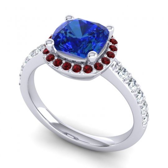 Cathedral Cushion Halo Zayya Ring, 7mm