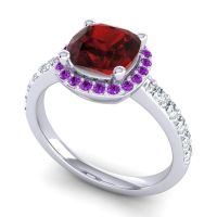 Cathedral Cushion Halo Zayya Ring, 7mm
