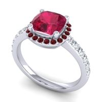 Cathedral Cushion Halo Zayya Ring, 7mm