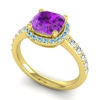 Cathedral Cushion Halo Zayya Ring, 7mm