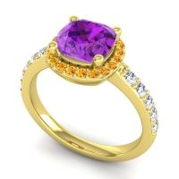 Cathedral Cushion Halo Zayya Ring, 7mm