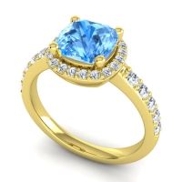 Cathedral Cushion Halo Zayya Ring, 7mm