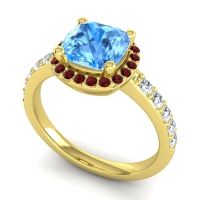 Cathedral Cushion Halo Zayya Ring, 7mm