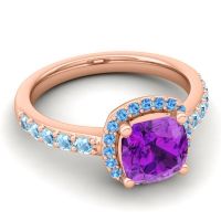 Cathedral Cushion Halo Zayya Ring, 7mm