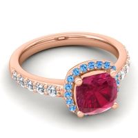Cathedral Cushion Halo Zayya Ring, 7mm