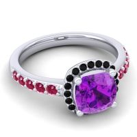 Cathedral Cushion Halo Zayya Ring, 7mm