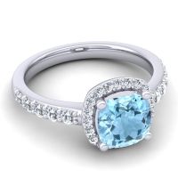 Cathedral Cushion Halo Zayya Ring, 7mm