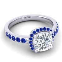 Cathedral Cushion Halo Zayya Ring, 7mm