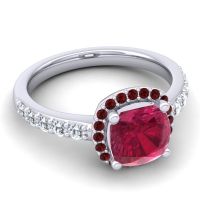 Cathedral Cushion Halo Zayya Ring, 7mm