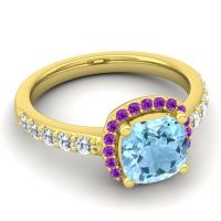 Cathedral Cushion Halo Zayya Ring, 7mm