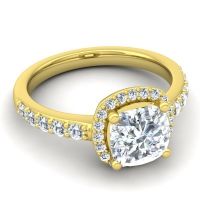 Cathedral Cushion Halo Zayya Ring, 7mm