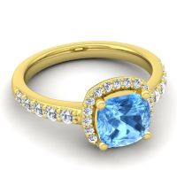 Cathedral Cushion Halo Zayya Ring, 7mm