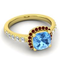 Cathedral Cushion Halo Zayya Ring, 7mm