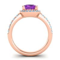 Cathedral Cushion Halo Zayya Ring, 7mm