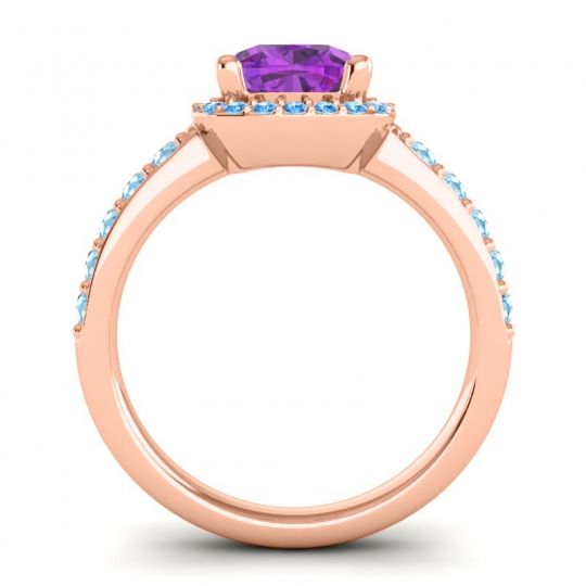 Cathedral Cushion Halo Zayya Ring, 7mm
