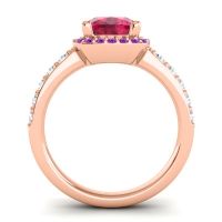 Cathedral Cushion Halo Zayya Ring, 7mm