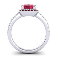 Cathedral Cushion Halo Zayya Ring, 7mm