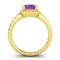 Cathedral Cushion Halo Zayya Ring, 7mm