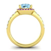 Cathedral Cushion Halo Zayya Ring, 7mm