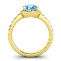 Cathedral Cushion Halo Zayya Ring, 7mm