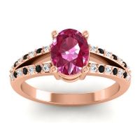 Lab Ruby Ring In 18K Rose Gold With Diamond And Black Onyx Vivara Oval Modern Ring