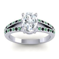 Diamond Ring In Palladium With Emerald And Black Onyx Vivara Oval Modern Ring