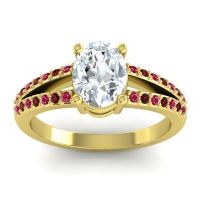 Diamond Ring In 14k Yellow Gold With Ruby And Garnet Vivara Oval Modern Ring