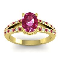 Ruby Engagement Ring In 14k Yellow Gold With Diamond - Vivara Oval Modern Ring