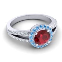 Modern Halo Pave Dari Ring