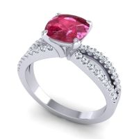 Modern Cushion Pave Dola Ring, 7mm