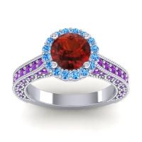 Orrnate Halo Pave Rajata Ring