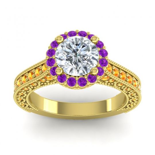 Orrnate Halo Pave Rajata Ring