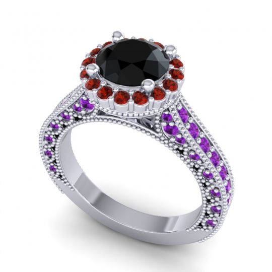 Orrnate Halo Pave Rajata Ring