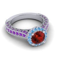 Orrnate Halo Pave Rajata Ring