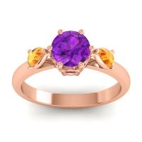 Amethyst Ring In 18K Rose Gold With Citrine And Ruby Atta Pear Three-stone Ring